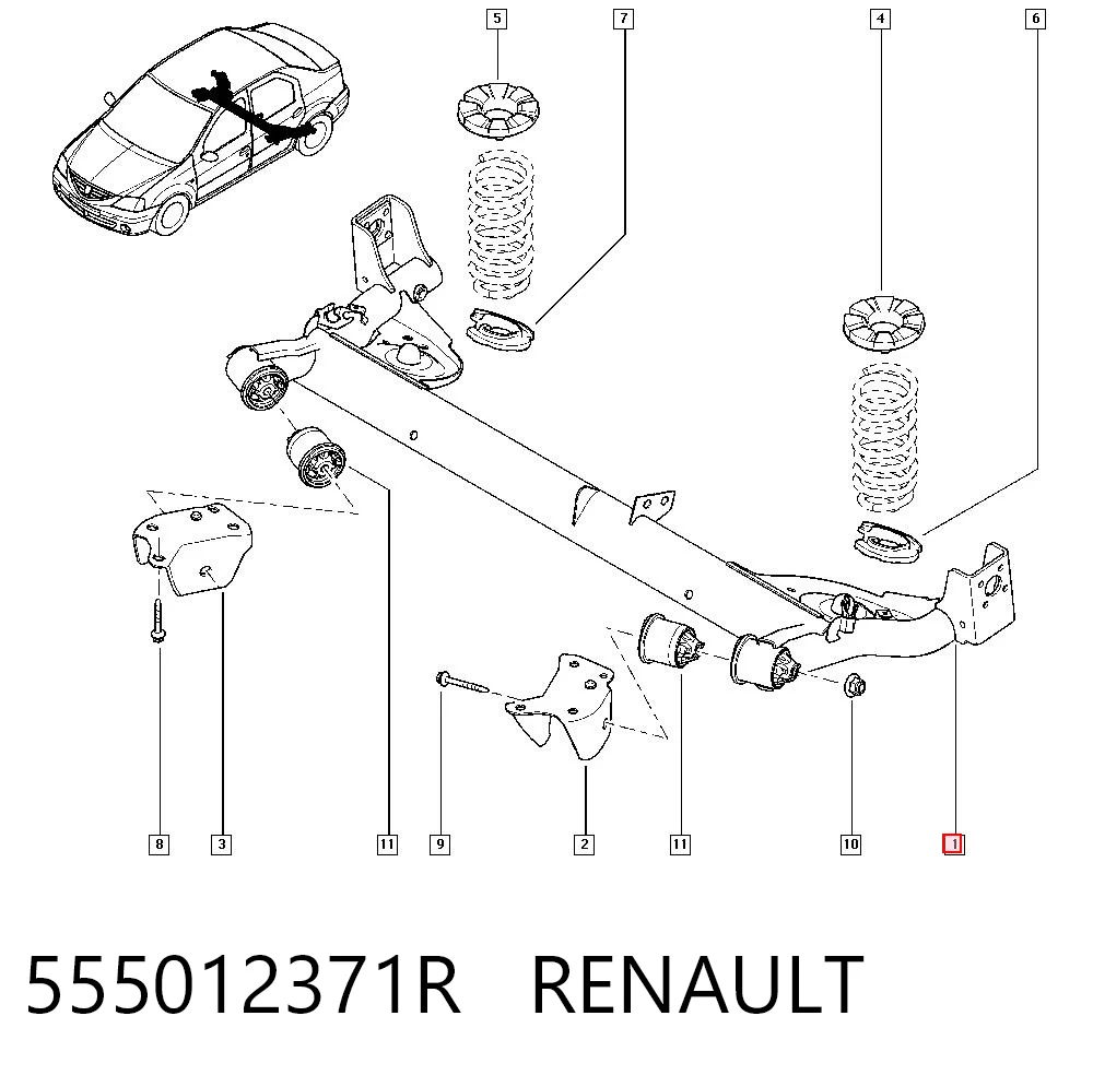 Do koszyka Korpus osi tylnej Dacia Sandero I BS0, 1