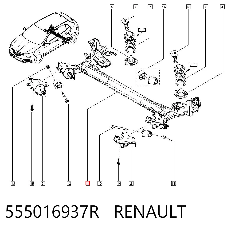 Korpus osi tylnej do Renault Megane IV K9A, K9M, K9N