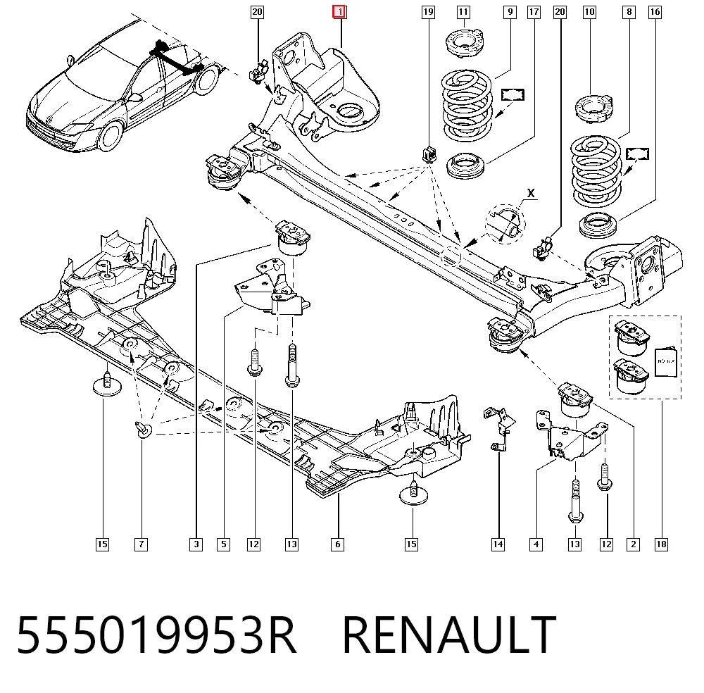 Korpus osi tylnej Renault Laguna III kombi (KT0, KT1) (2007 - 2015) cena, od 375,08 USD