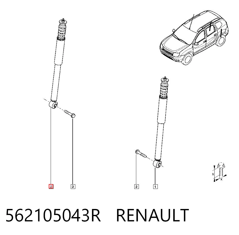 562105043R Renault (RVI) Amortyzator tylny