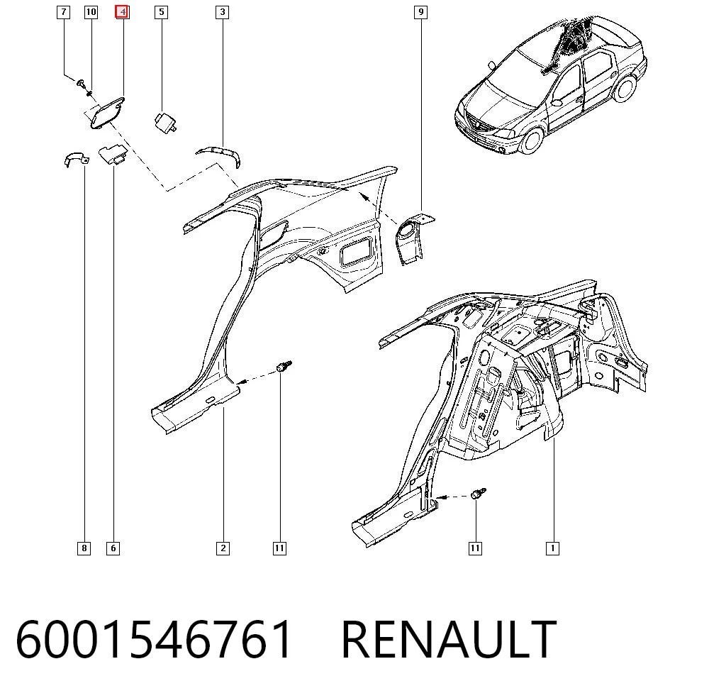 Klapka wlewu paliwa do Renault LOGAN I LS