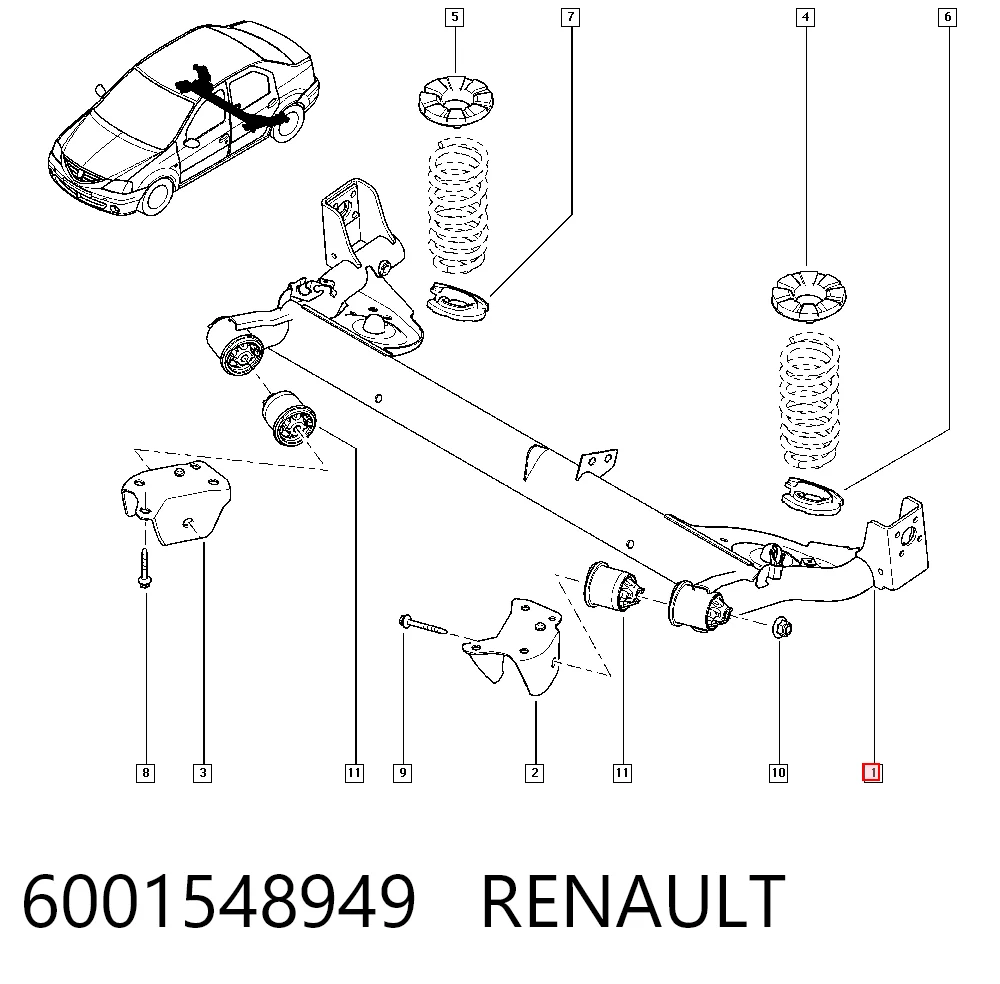  Korpus osi tylnej Renault LOGAN 1