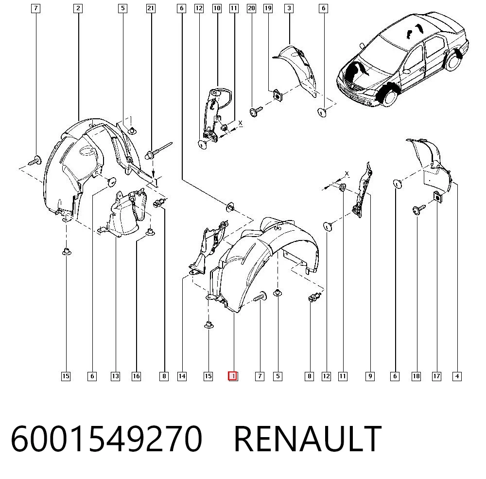 Nadkole błotnika przedniego lewe Renault LOGAN I sedana (LS) (2015 - 2026) cena, od 21,32 USD