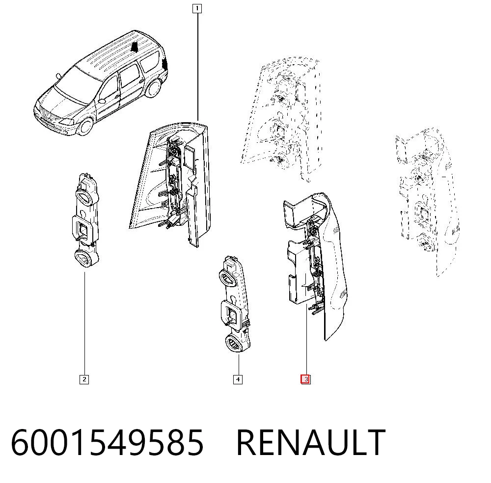 Lampa zespolona tylna lewa VAG 8200864612 cena, od 41,90 USD