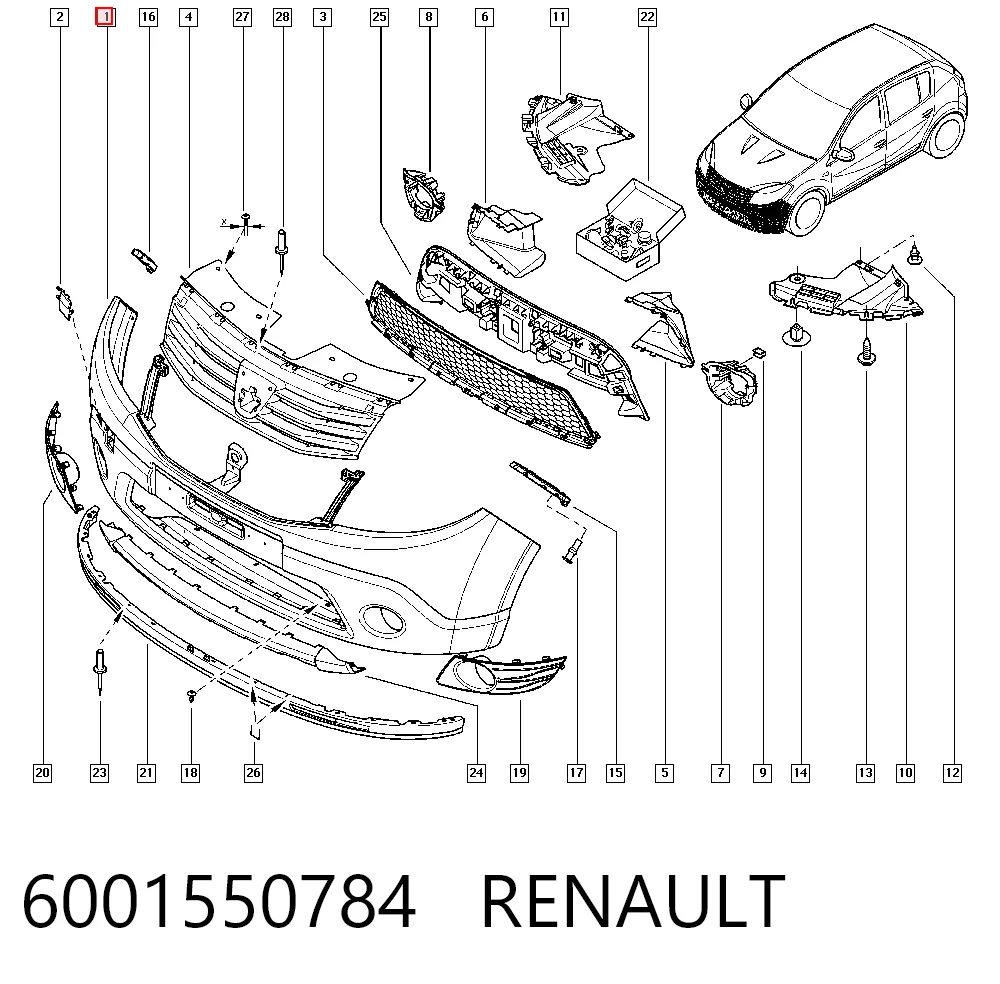 Zderzak przedni Dacia Sandero I hatchback (BS0, 1) (2008 - 2012) cena, od 112,27 USD