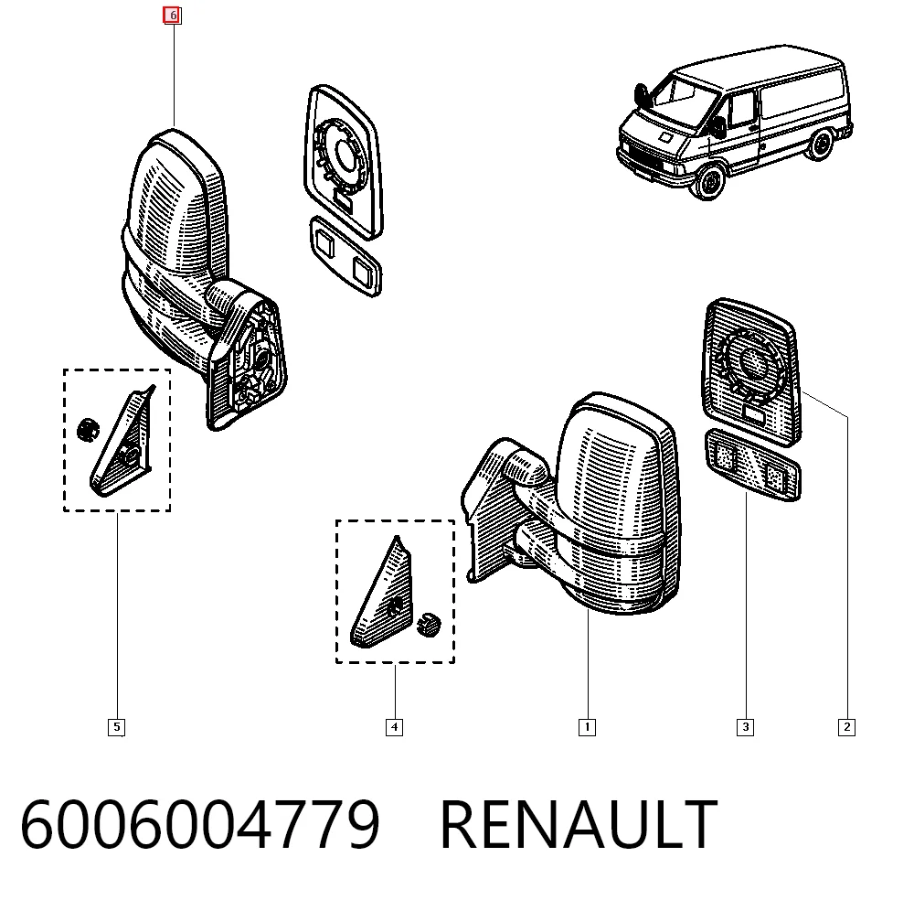 Lusterko wsteczne prawe Renault Master II
