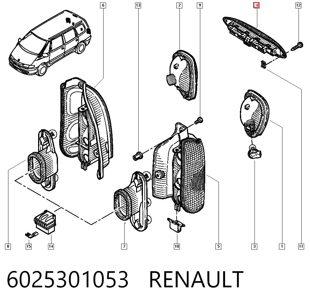 Lampa stop tylna dodatkowa do Renault Espace III JE