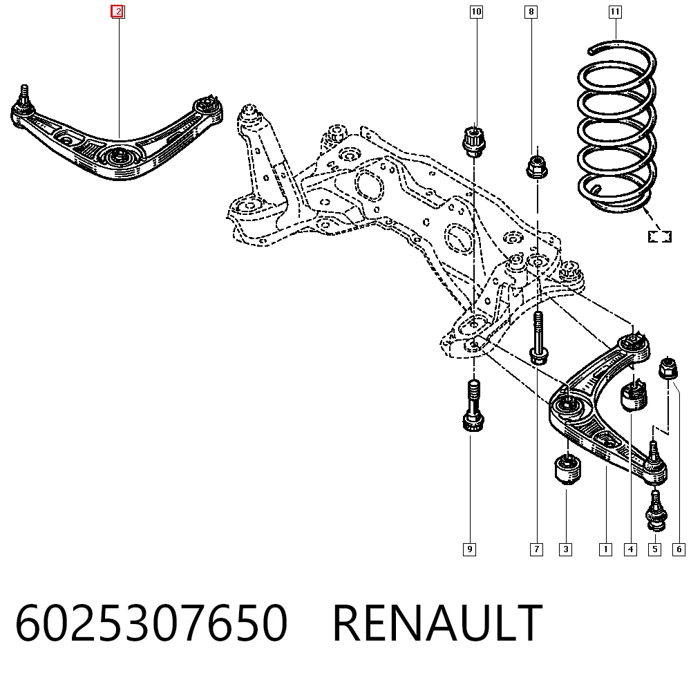 Do koszyka Wahacz zawieszenia przedniego dolny prawy Renault Espace III JE