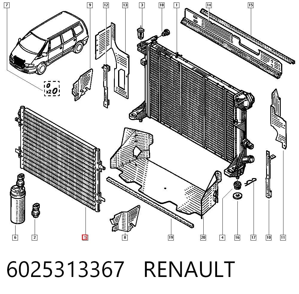 Do koszyka Chłodnica klimatyzacji Renault Espace III JE