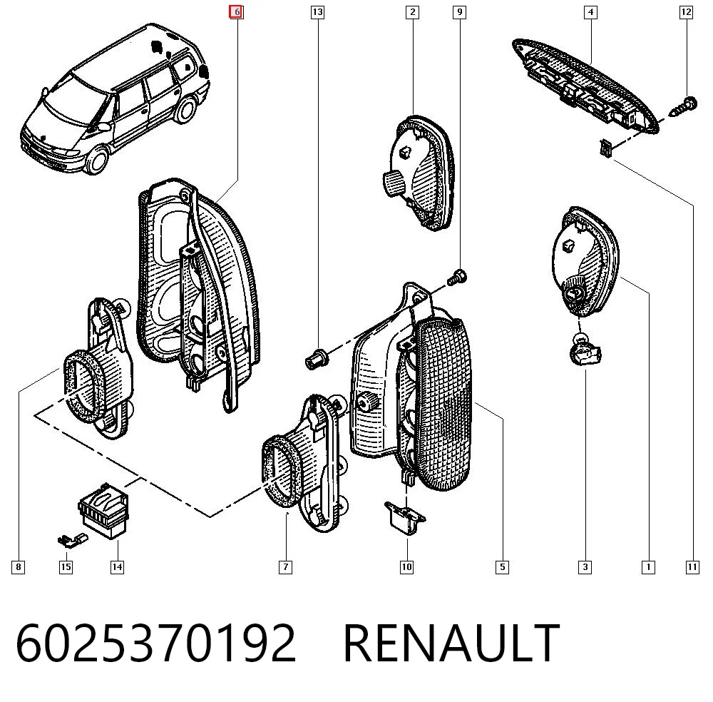 Lampa zespolona tylna prawa do Renault Espace III JE