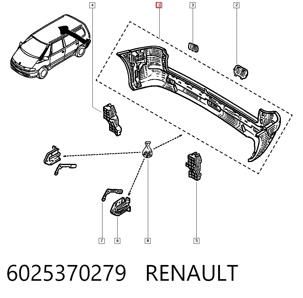 Zderzak tylny do Renault Espace III JE