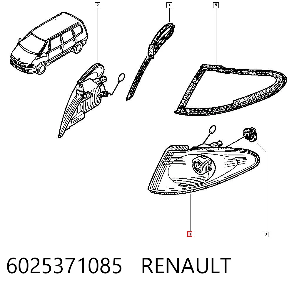Kierunkowskaz lewy Renault Espace III minivan (JE) (1997 - 2003) cena, od 48,17 USD