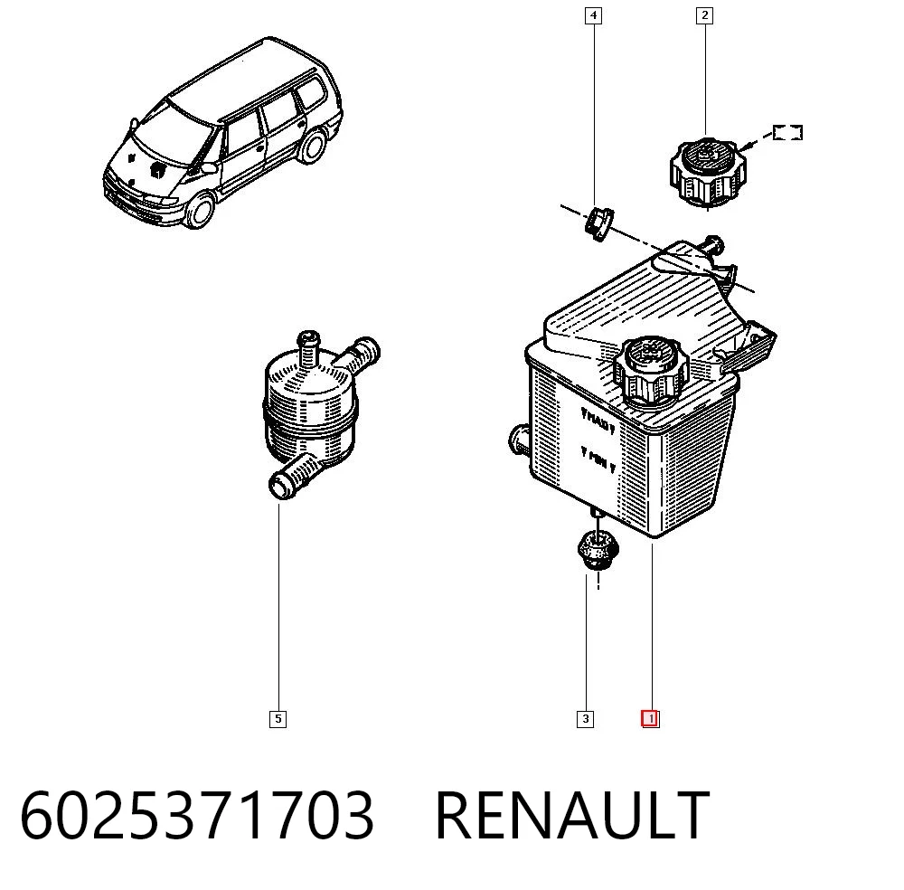 Do koszyka Zbiorniczek wyrównawczy układu chłodzenia Renault Espace III JE