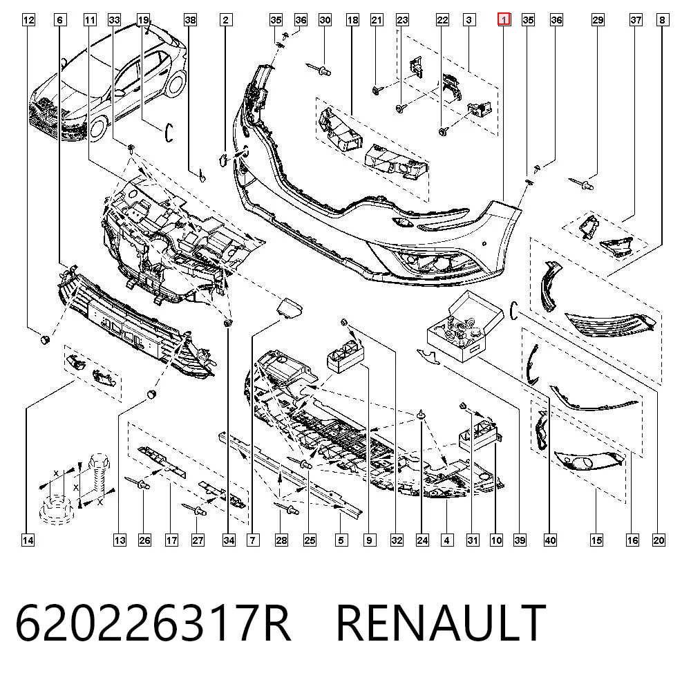 Zderzak przedni Renault Megane IV kombi (K9A, K9M, K9N) (2016 - 2026) cena, od 128,77 USD