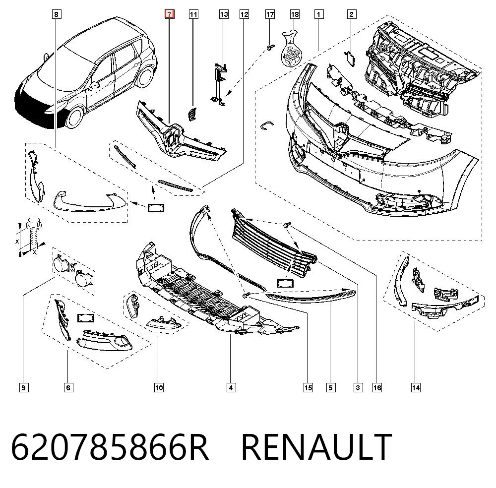 Atrapa chłodnicy do Renault Scenic JZ0, JZ1