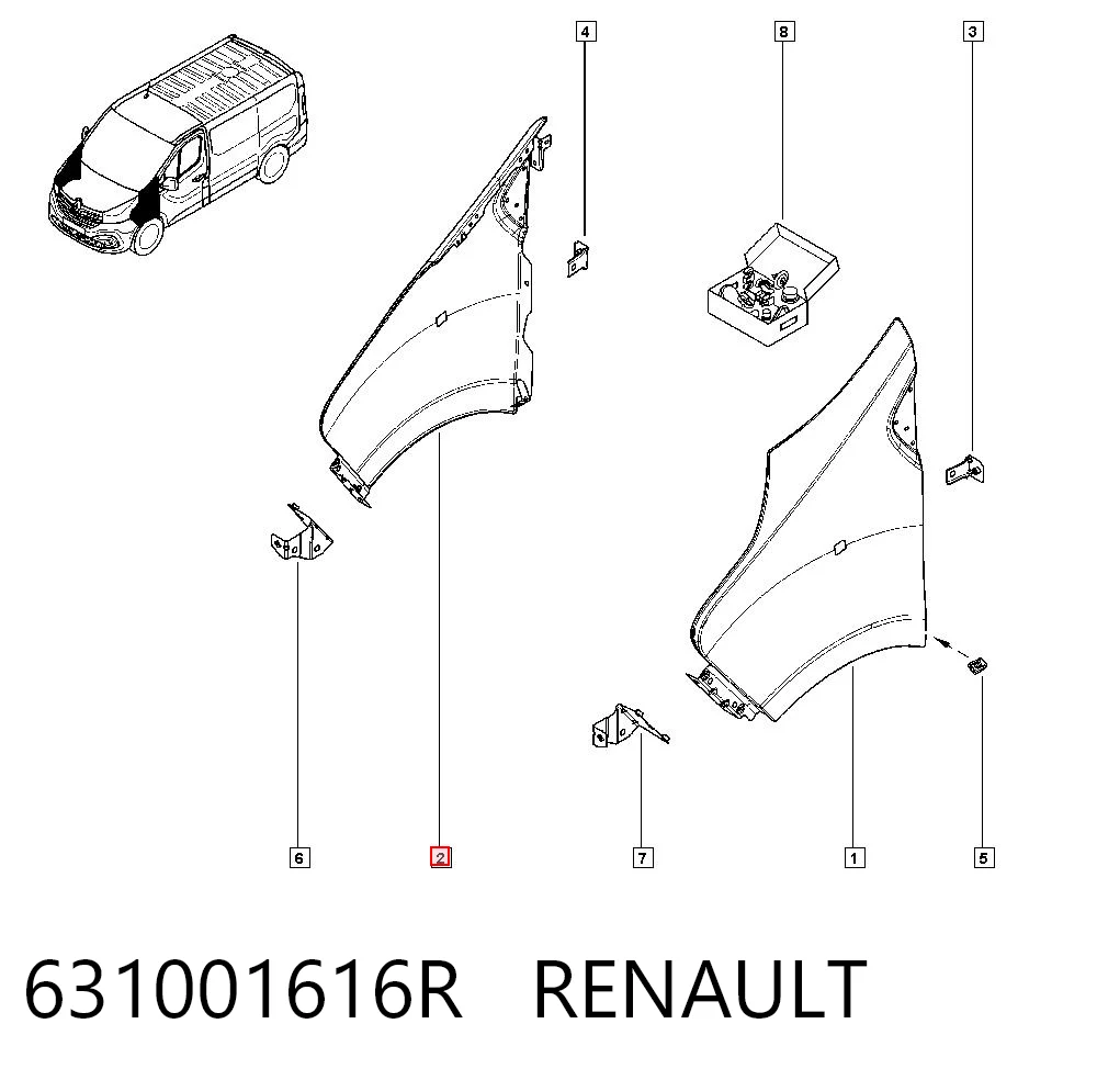Błotnik przedni prawy Renault Trafic III awangarda (2014 - 2026) cena, od 187,37 USD