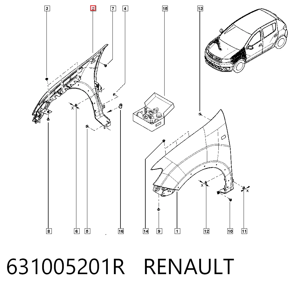 Błotnik przedni prawy do Renault LOGAN II L52
