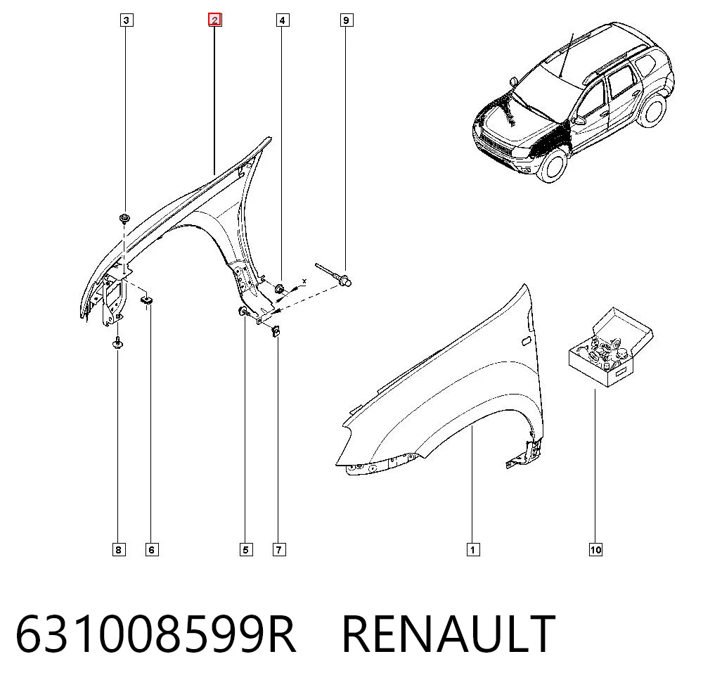  Błotnik przedni prawy Dacia Duster 