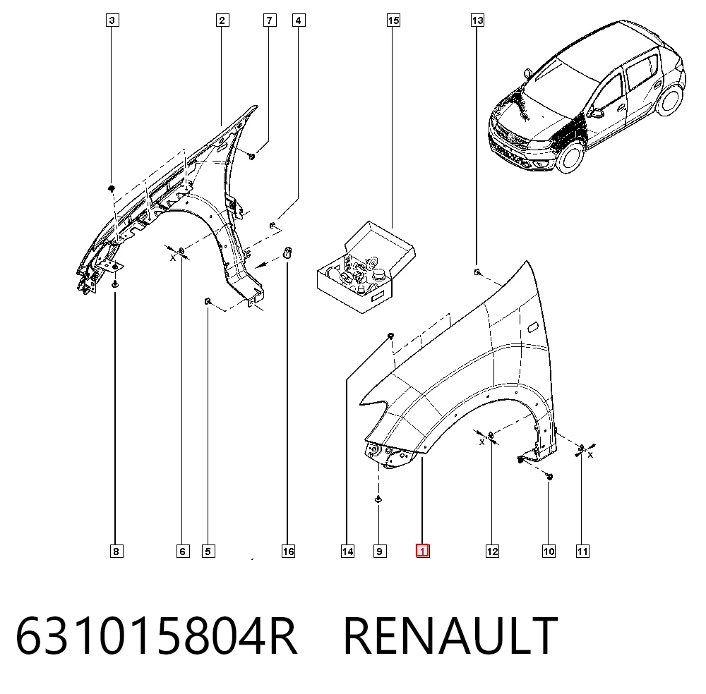 Błotnik przedni lewy do Renault LOGAN II L52