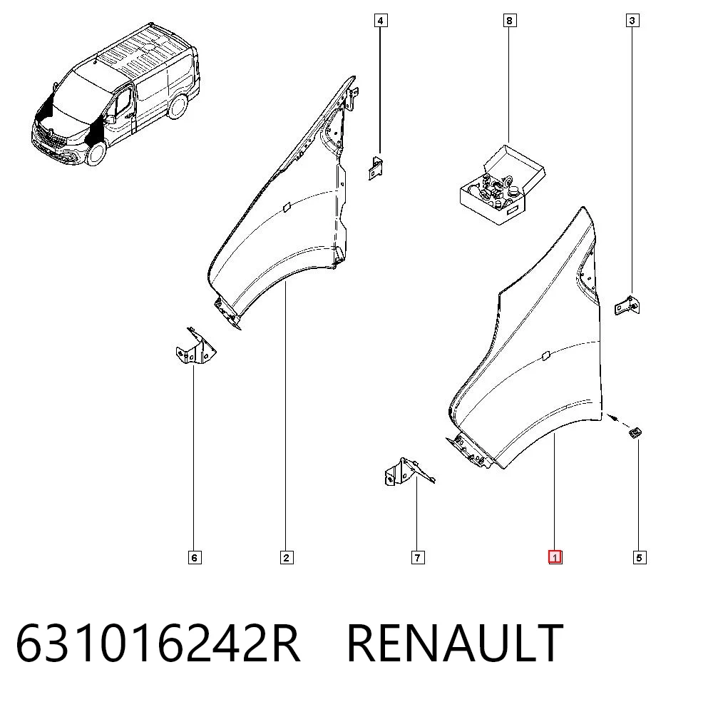 Błotnik przedni lewy Renault Trafic III awangarda (2014 - 2026) cena, od 183,88 USD