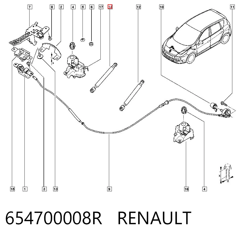 654700008R Renault (RVI) Amortyzator maski