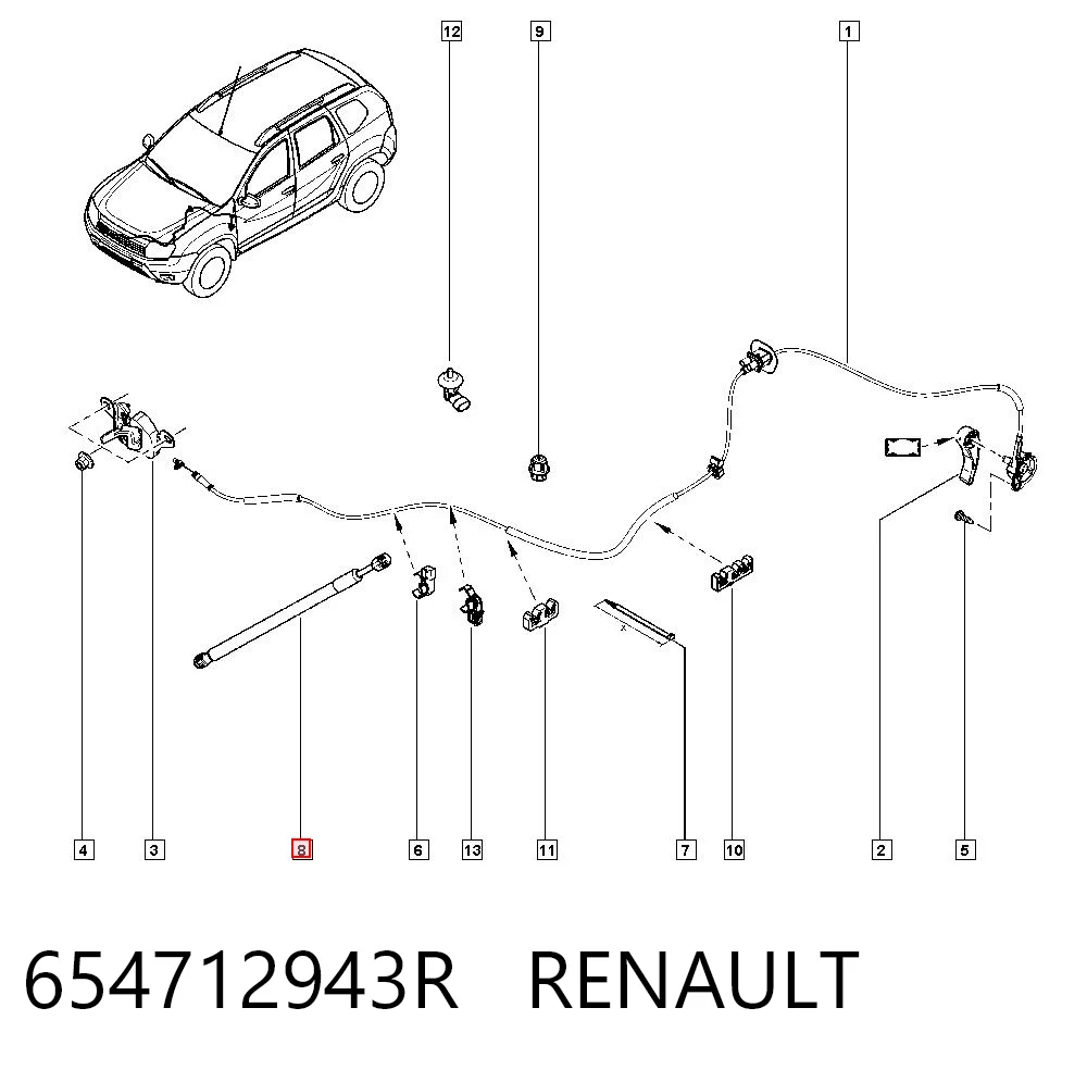 654712943R Renault (RVI) Amortyzator maski