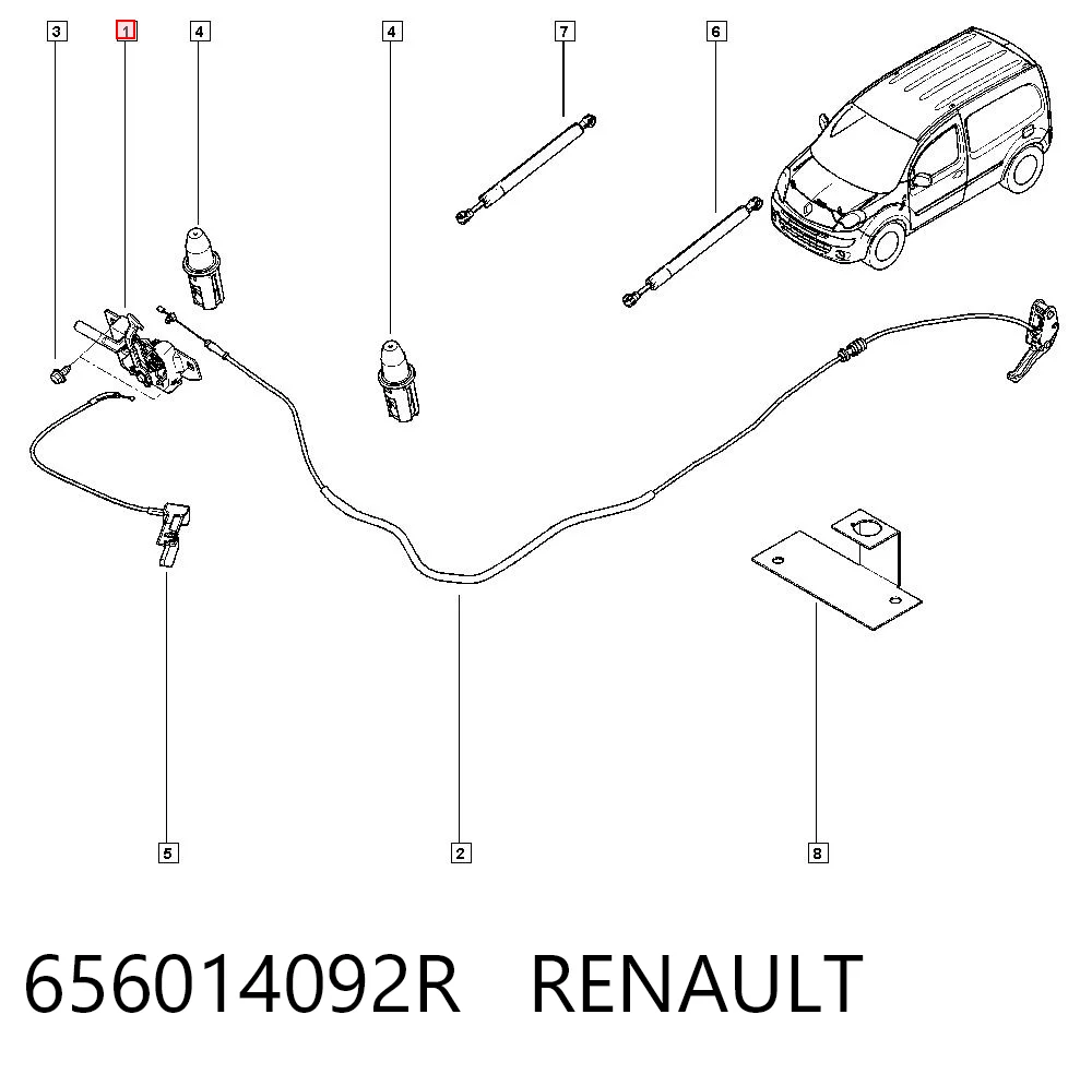 Zamek maski do Renault Kangoo II KW0, KW1