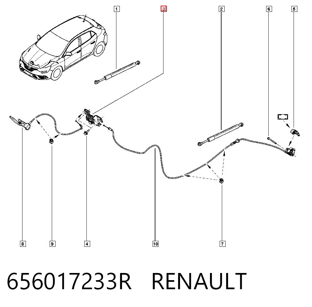 Zamek maski do Renault Megane IV K9A, K9M, K9N