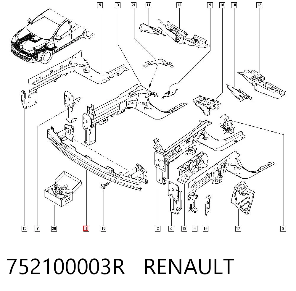 Wzmocnienie zderzaka przedniego do Renault Megane III KZ0, KZ1