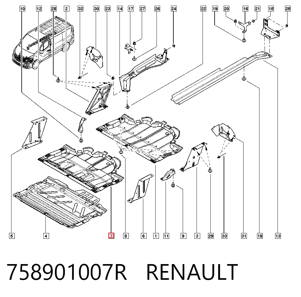 Do koszyka Osłona silnika, miski (przedziału silnika) Renault Trafic III 