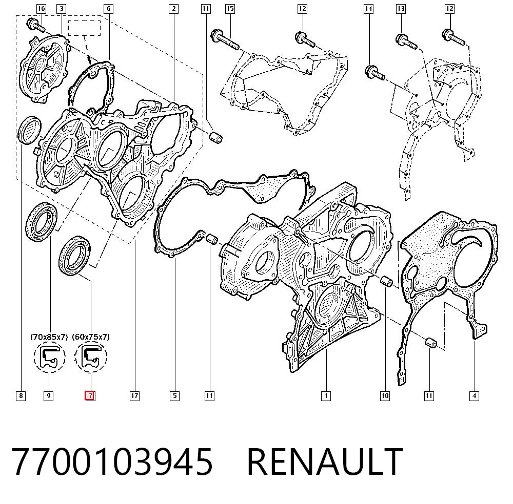 Do koszyka 1304200QAA Nissan/Infiniti Uszczelniacz wału korbowego przedni