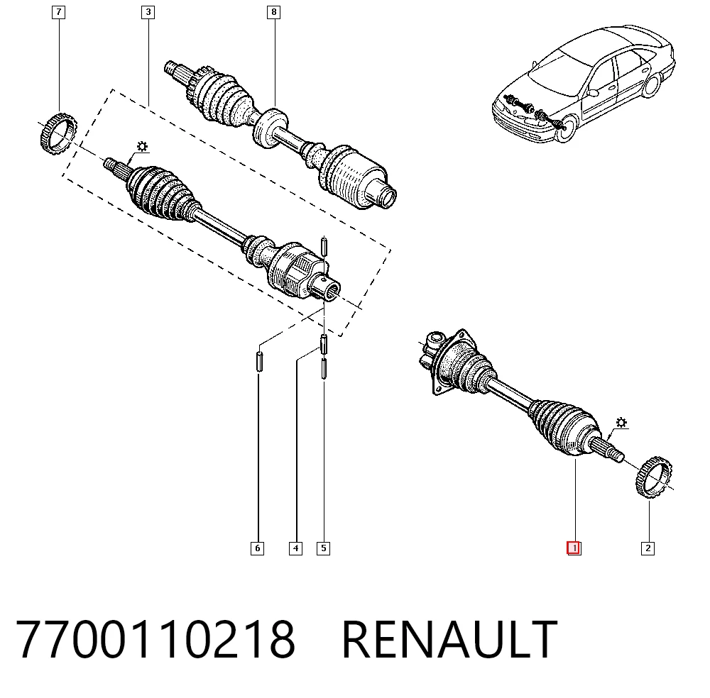 Do koszyka Półoś napędowa przednia lewa Renault Laguna I B56, 556