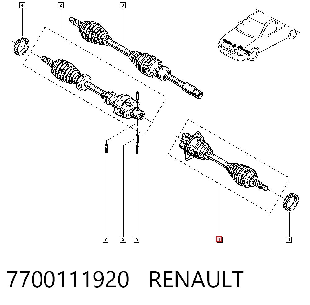  Półoś napędowa przednia lewa Renault Megane 1