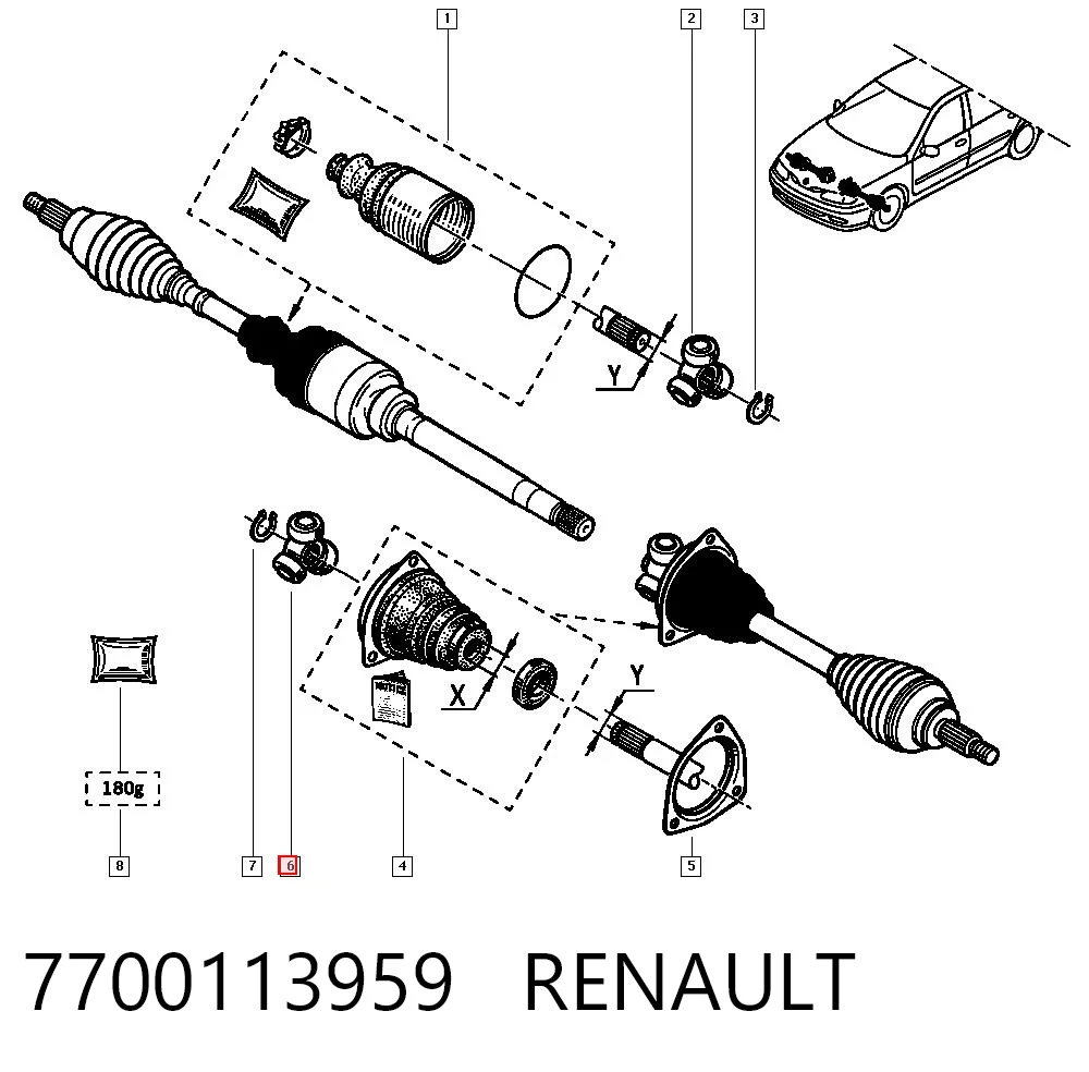 Przegub homokinetyczny wewnętrzny trójramienny Renault Laguna I