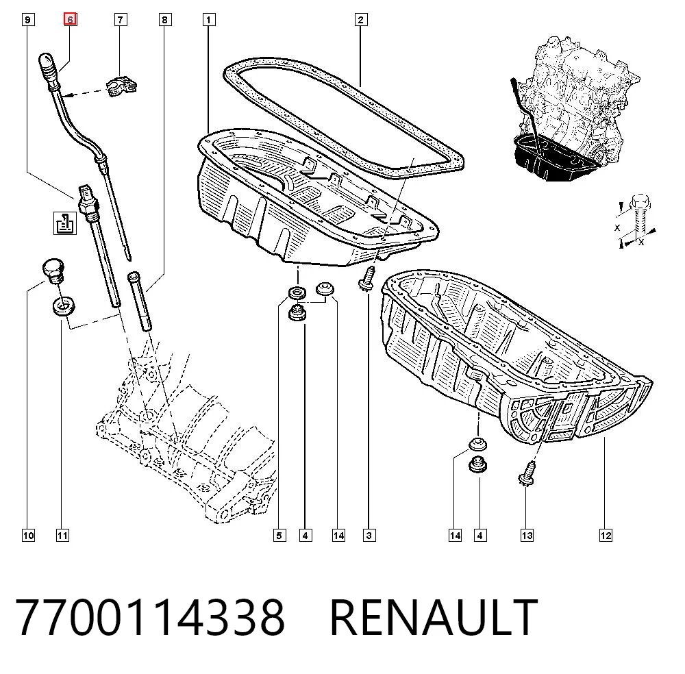 Bagnet poziomu oleju w silniku Renault Clio I hatchback (BC57, 5357) (1990 - 1998) cena, od 13,32 USD