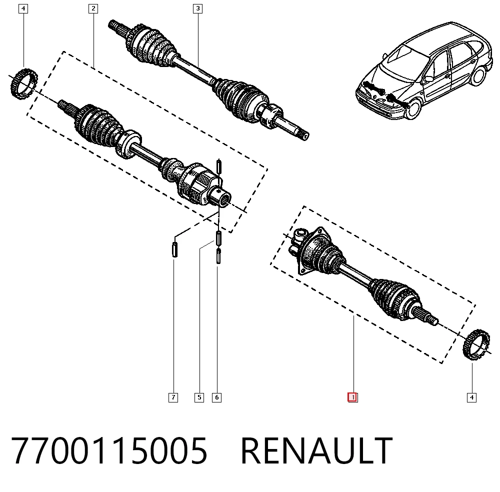 Półoś napędowa przednia lewa Renault Scenic I