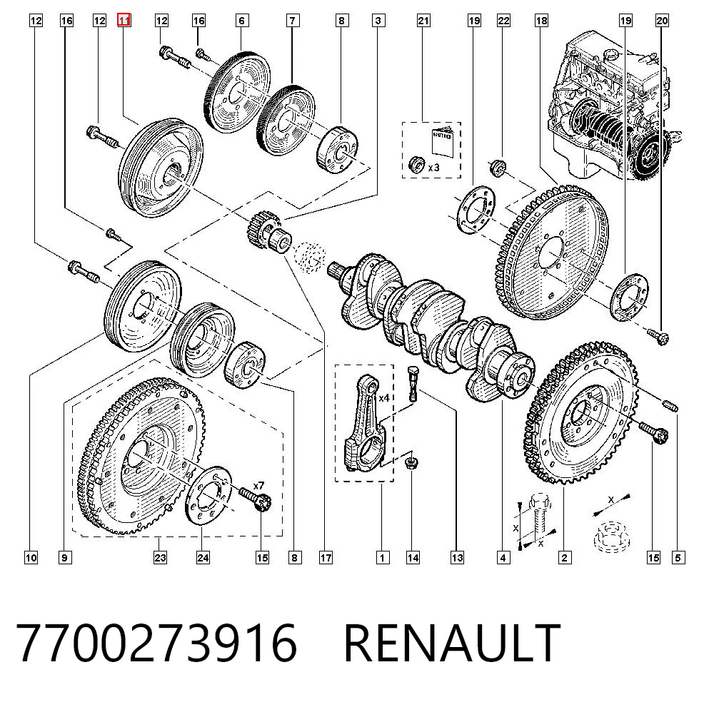 7700273916 Renault (RVI) Koło pasowe wału korbowego