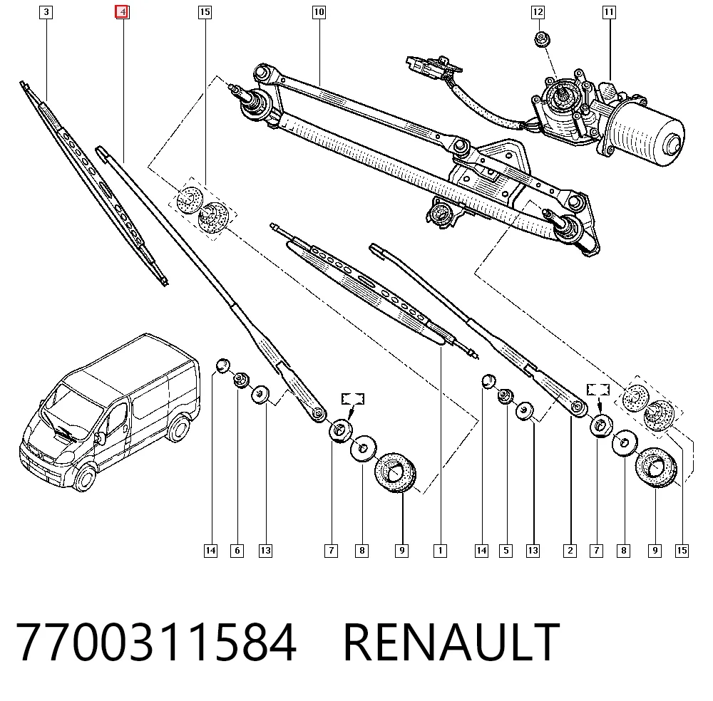 Ramię wycieraczki szyby przedniej Renault Trafic II