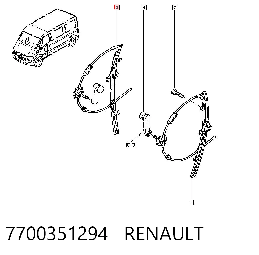 Do koszyka Mechanizm podnoszenia szyby drzwi przednich prawych Opel Movano A F9
