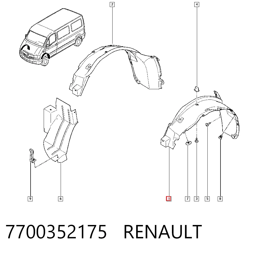Nadkole błotnika przedniego lewe Renault Master II awangarda (HD, FD) (2003 - 2010) cena, od 28,82 USD