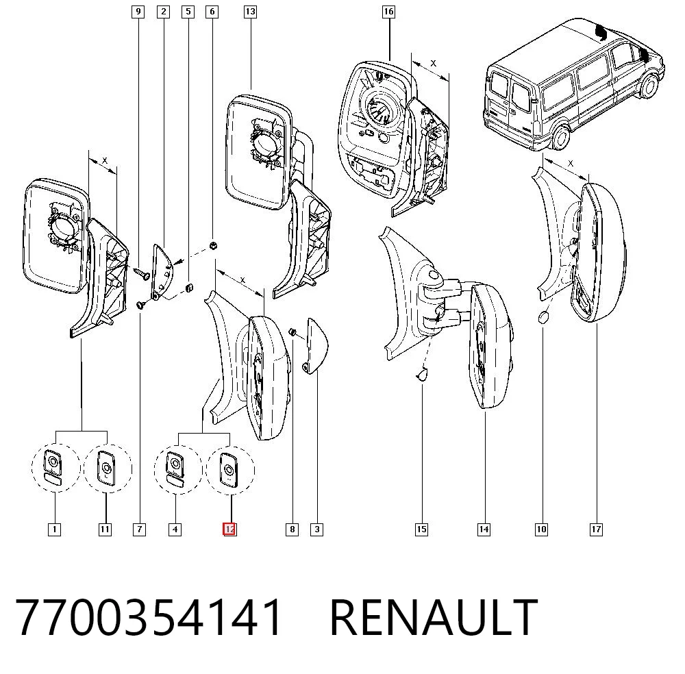 Lusterko wsteczne prawe do Renault Master II HD, FD