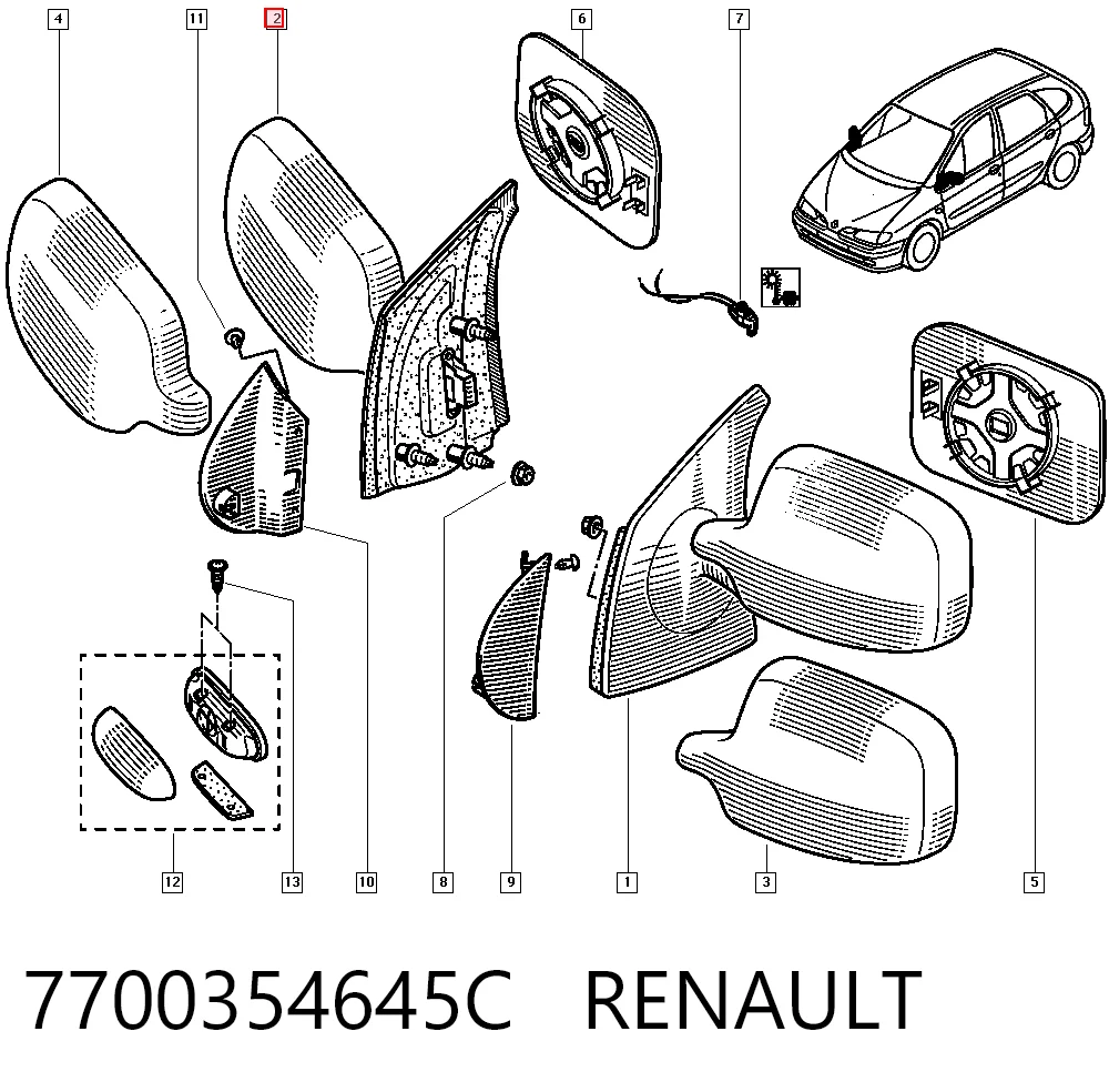 Lusterko wsteczne prawe do Renault Megane SCENIC JA0, JA1