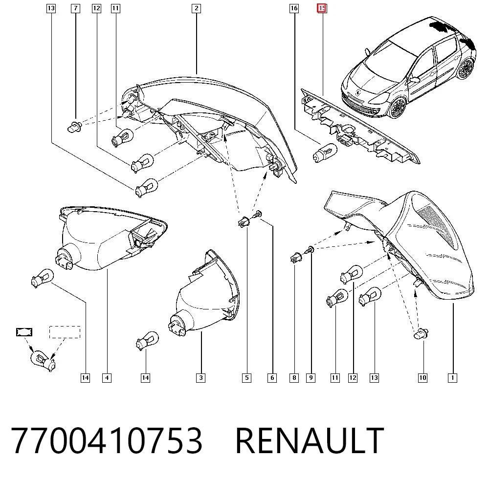 7700410753 Renault (RVI) Lampa stop tylna dodatkowa
