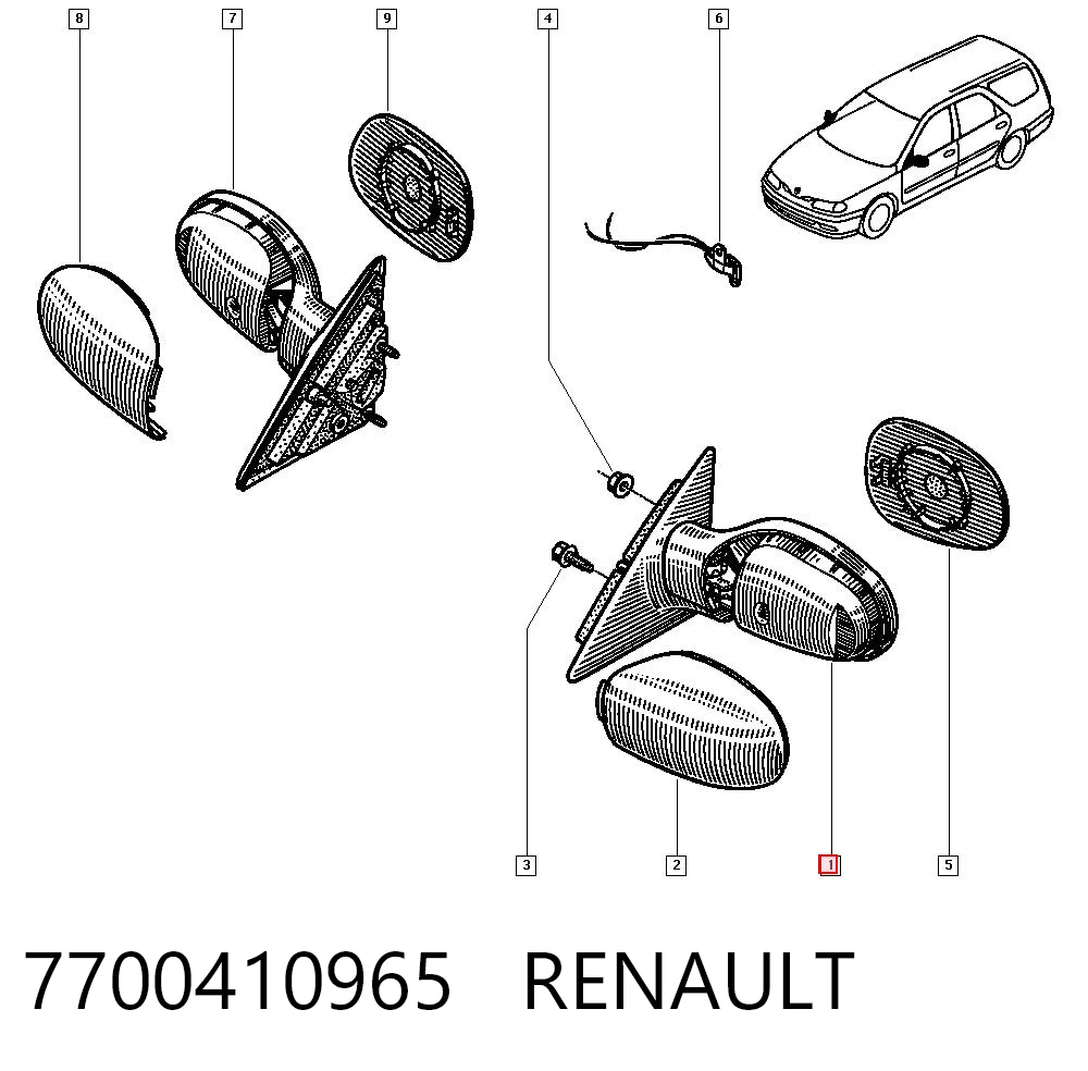 Lusterko wsteczne lewe Renault Laguna I hatchback (B56, 556) (1993 - 2002) cena, od 56,18 USD