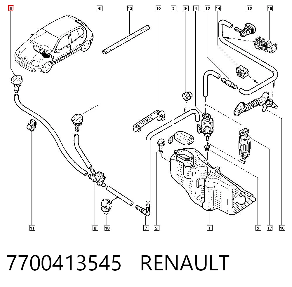  Dysza spryskiwacza szyby przedniej Renault Clio 