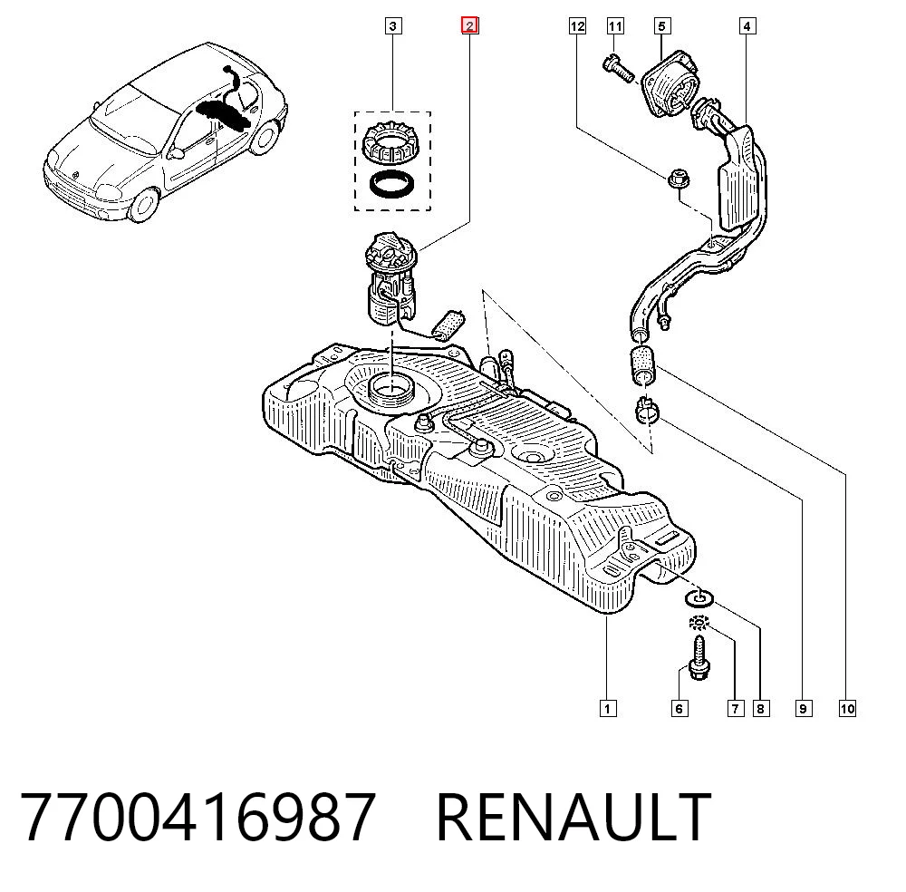 Czujnik poziomu paliwa w zbiorniku do Renault Clio II BB, CB