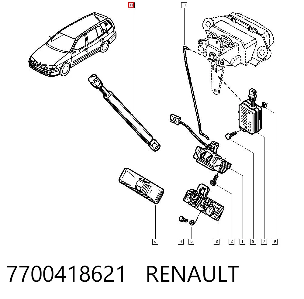 Amortyzator klapy bagażnika (3/5 drzwi-tylnych) Renault Megane I kombi (KA0, KA1) (1999 - 2003) cena, od 14,88 USD