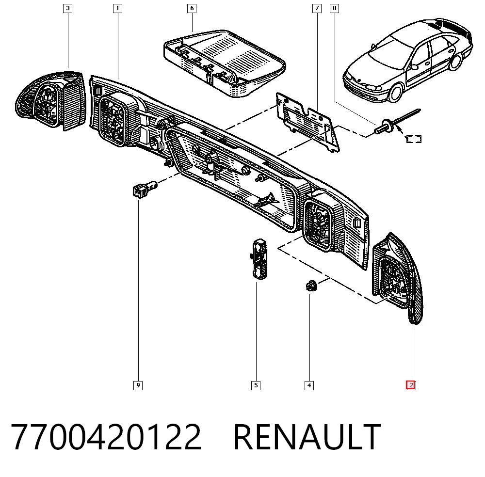 Lampa zespolona tylna lewa do Renault Laguna I B56, 556