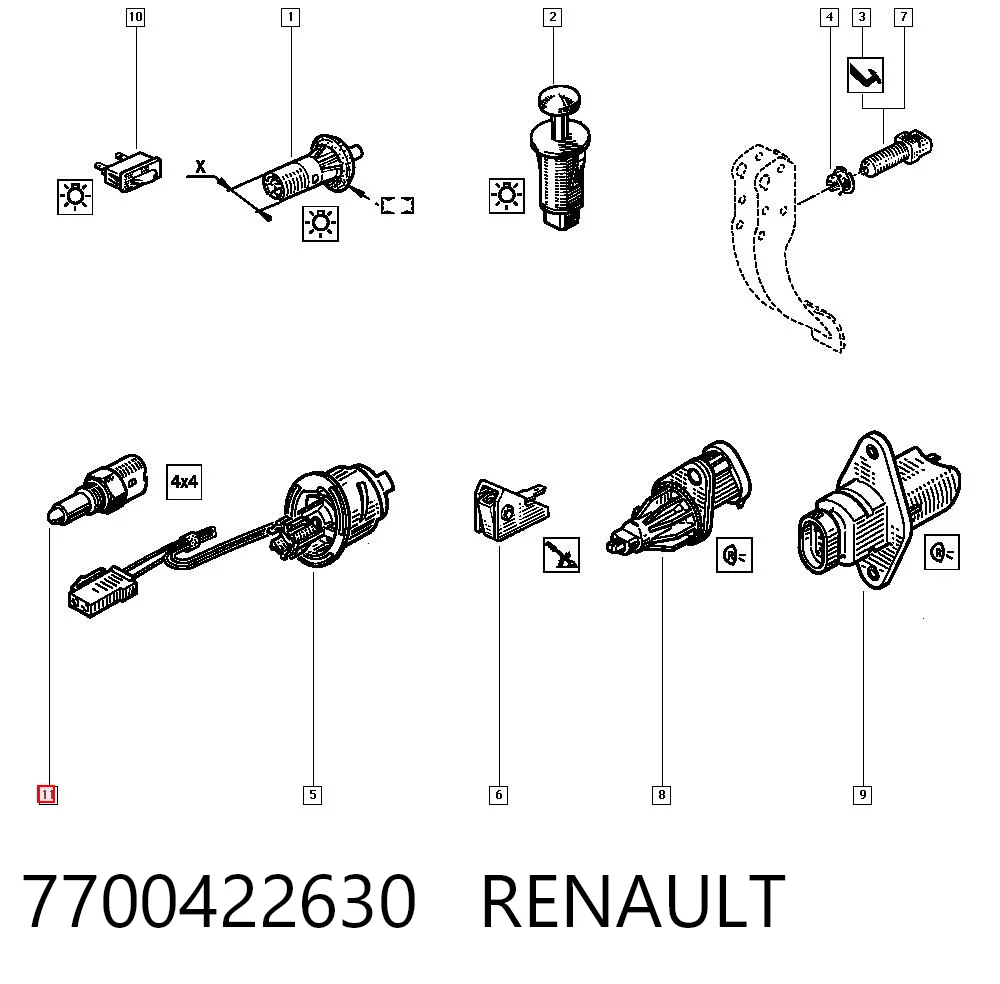 7700422630 Renault (RVI) Czujnik włączania światła cofania