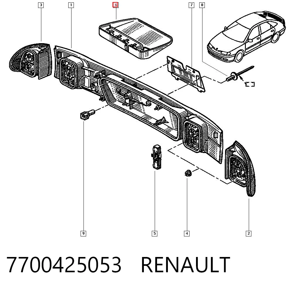 Lampa stop tylna dodatkowa do Renault Laguna I B56, 556